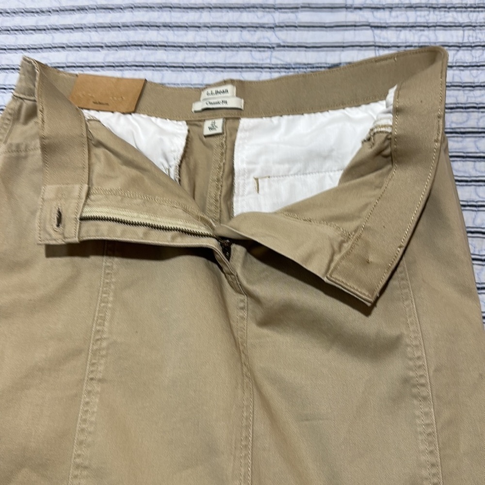 NWT L.L.Bean Skirt Khaki Classic Fit A Line Elastic Waistband Pockets size 14 R - Picture 8 of 16